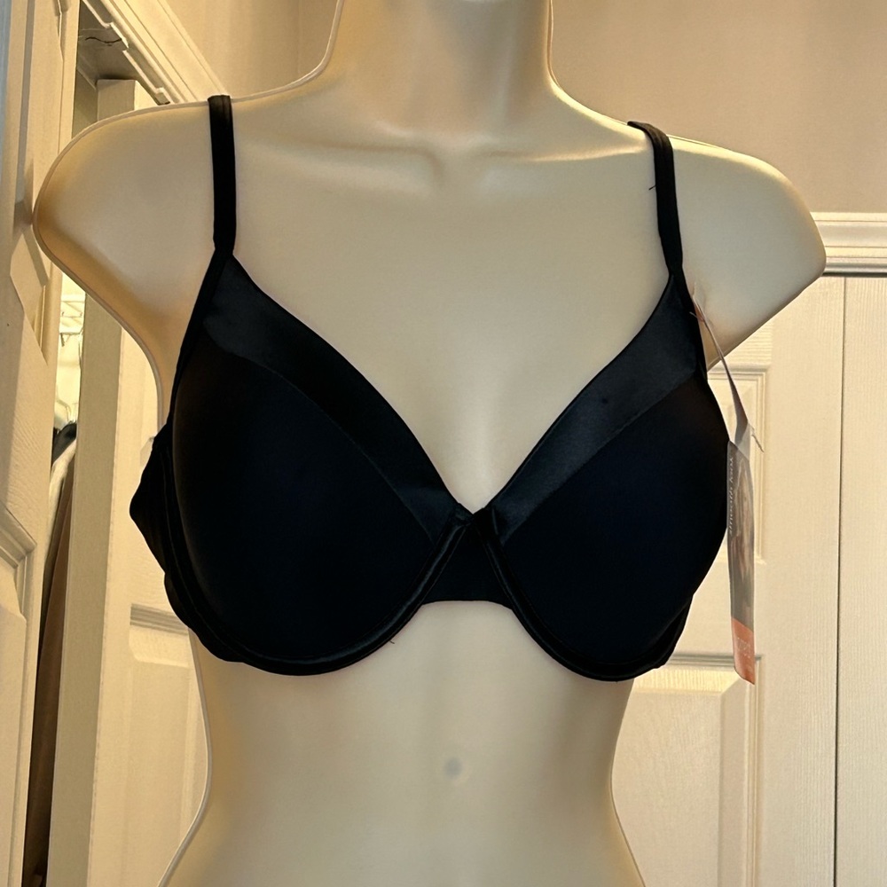 NWT 38D Warners Satin Tuxedo Underwire Bra